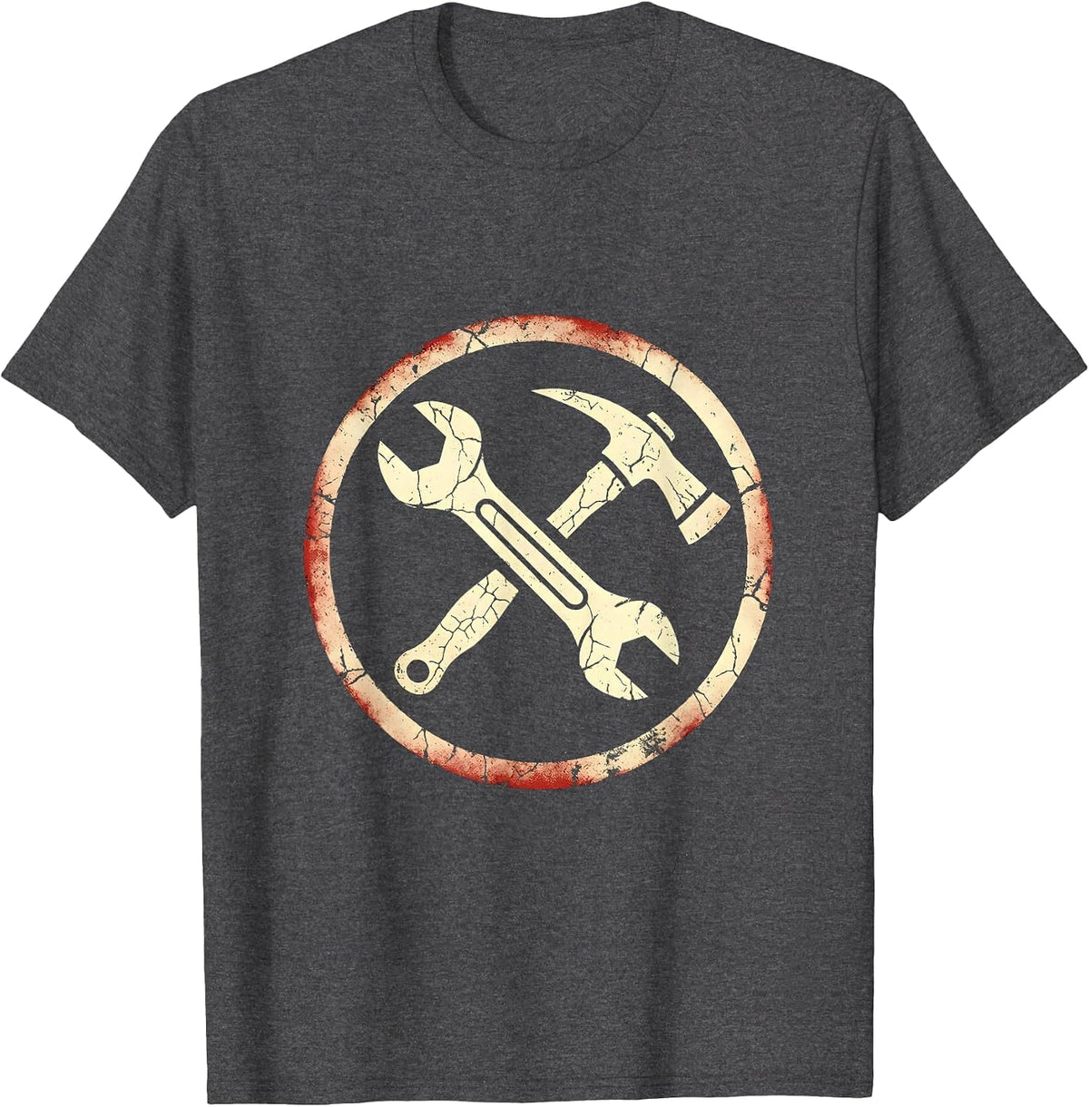Labor Day Wrench and Pickaxe Crossed Tools Art T-Shirt - Dark Heather Grey