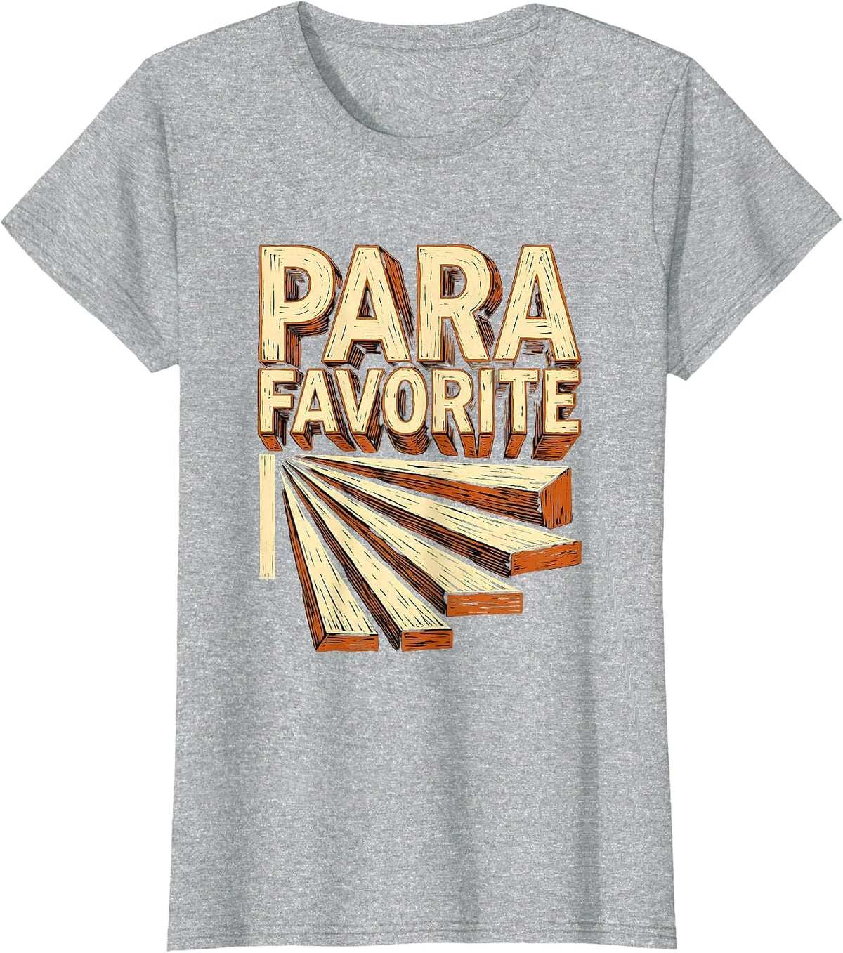 Women's Para Favorite Linocut Paraprofessional Appreciation Back T-Shirt - Heather Grey
