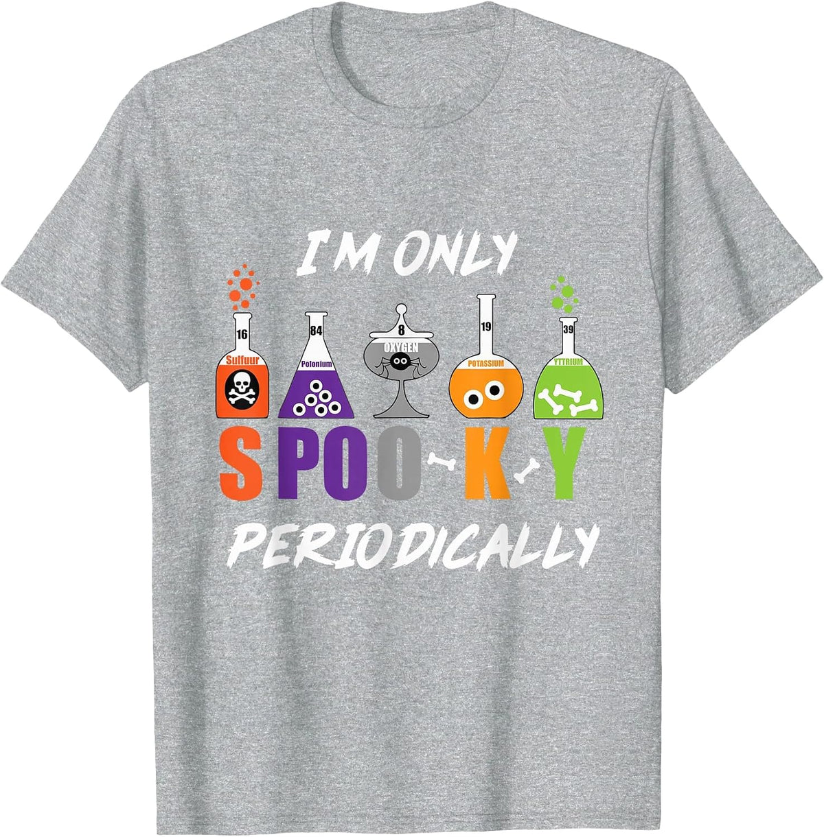 Science Halloween T-Shirt Funny Spooky Periodic Table Tee T-Shirt - Heather Grey