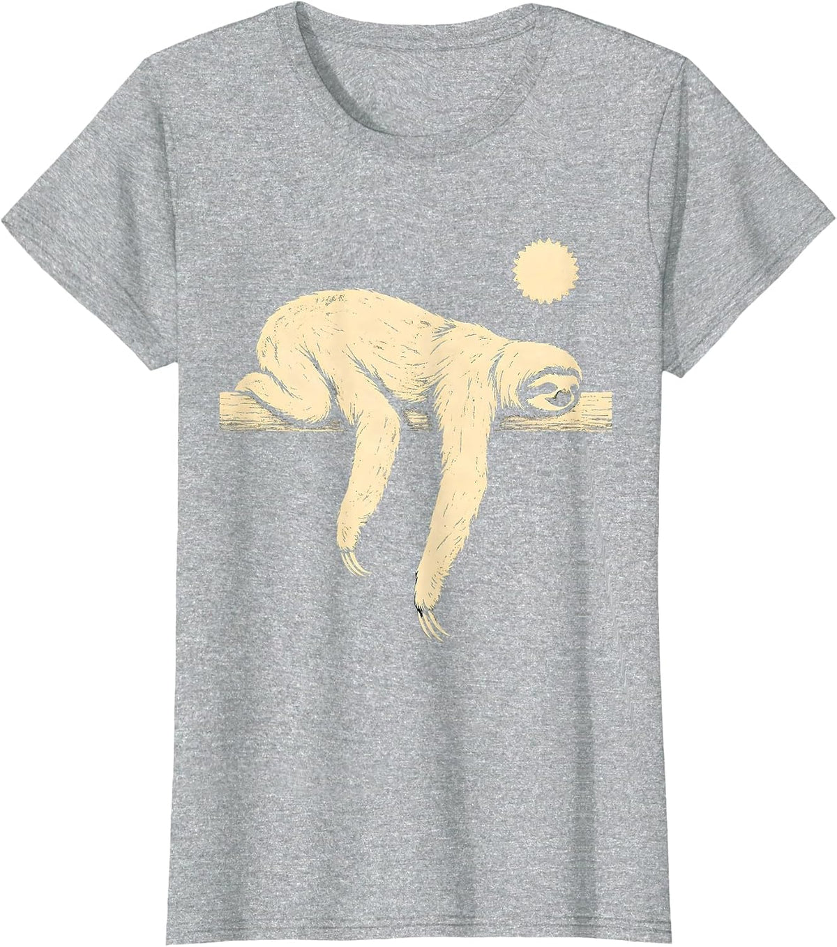 Solid Masked Sloth Silhouette Humor Novelty Gift T-Shirt - Heather Grey
