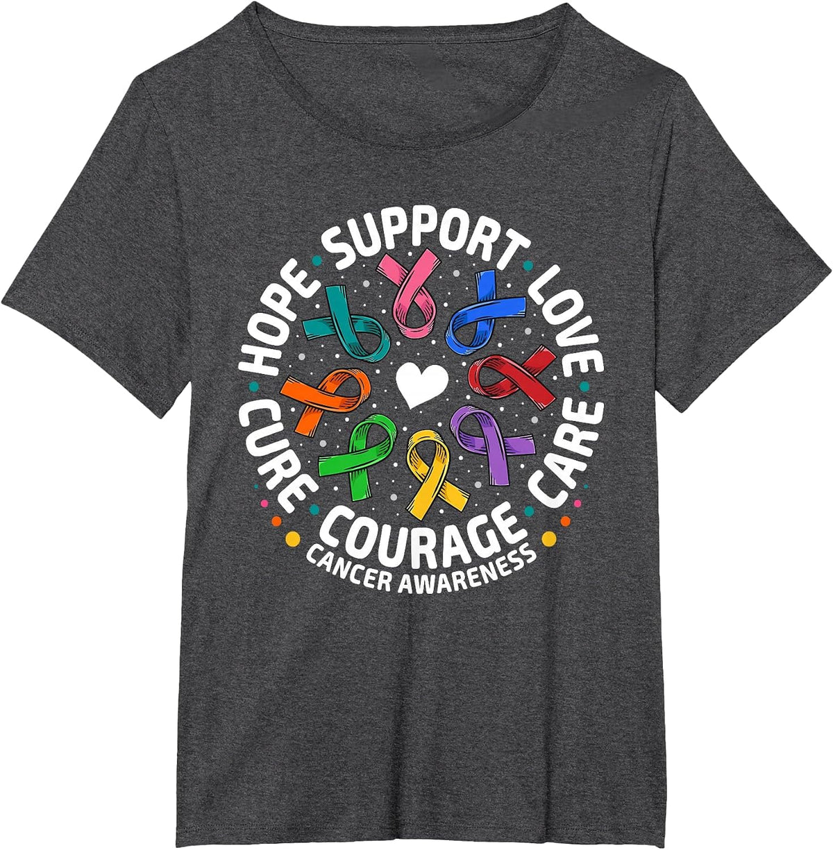 All Cancer Awareness Shirts Support All Ribbons Cancer T-Shirt - Dark Heather Grey