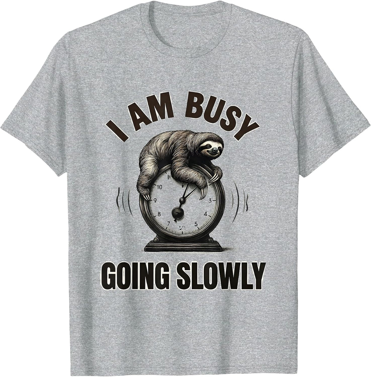 Men's I Am Busy Going Slowly Funny Sloth Novelty Animal Humor T-Shirt - Heather Grey