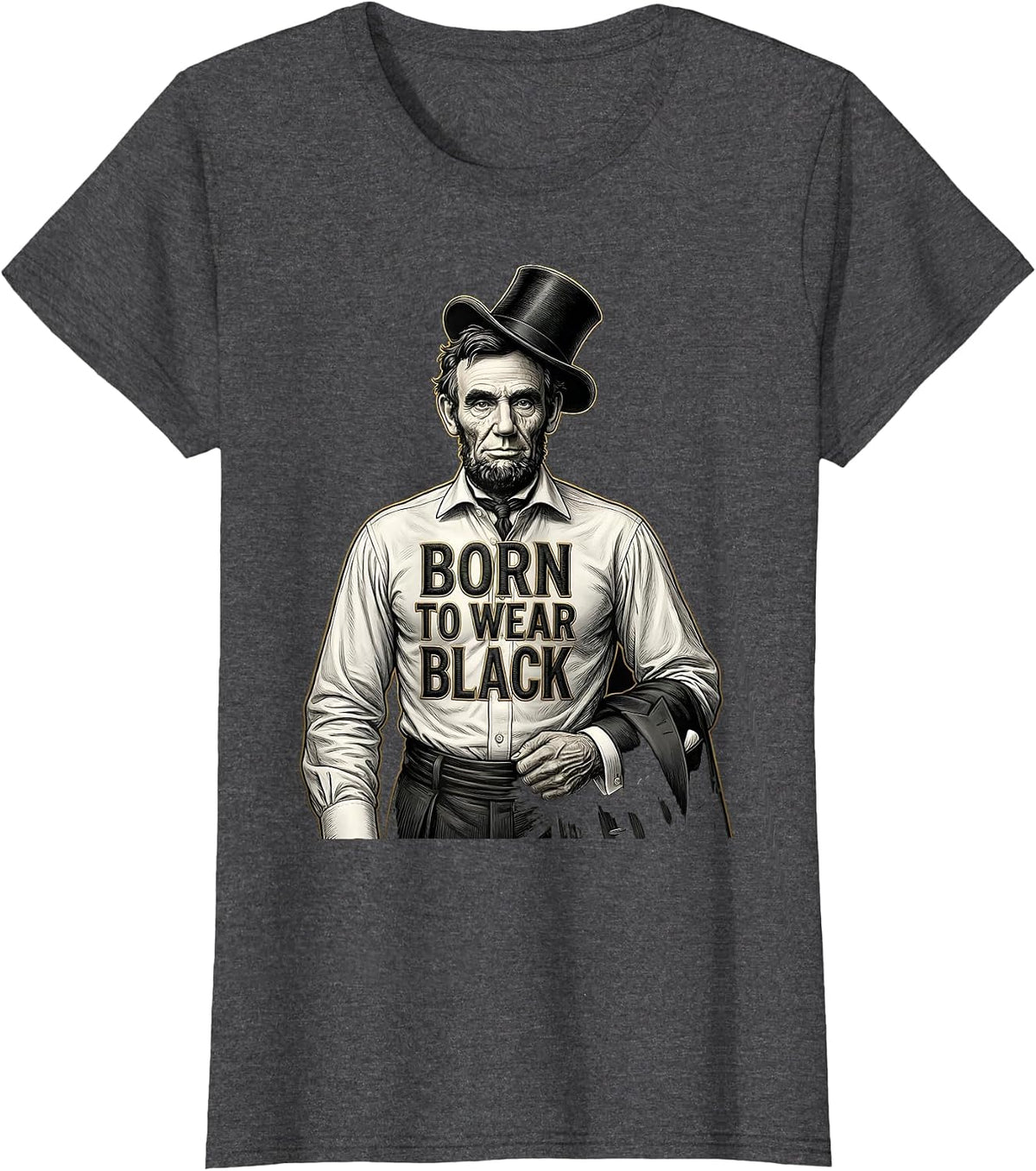 Women's Born to Wear Black Tuxedo Graphic Design T-Shirt - Dark Heather Grey