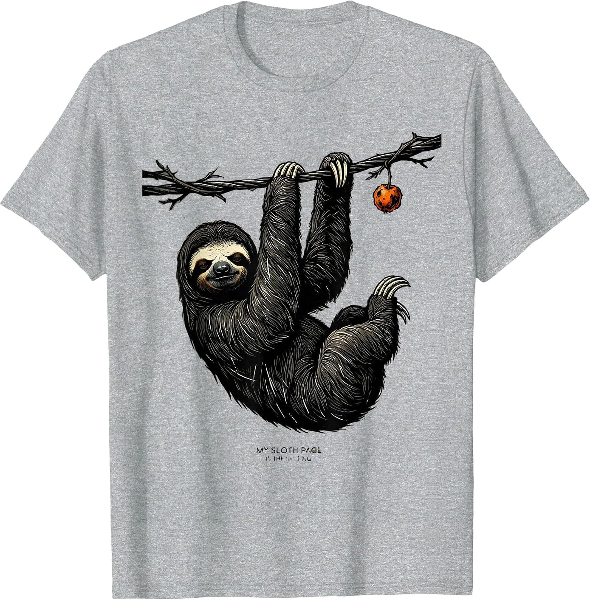 Men's My Sloth Pace Is The Setting Funny Sloth Lover Animal Humor T-Shirt - Heather Grey