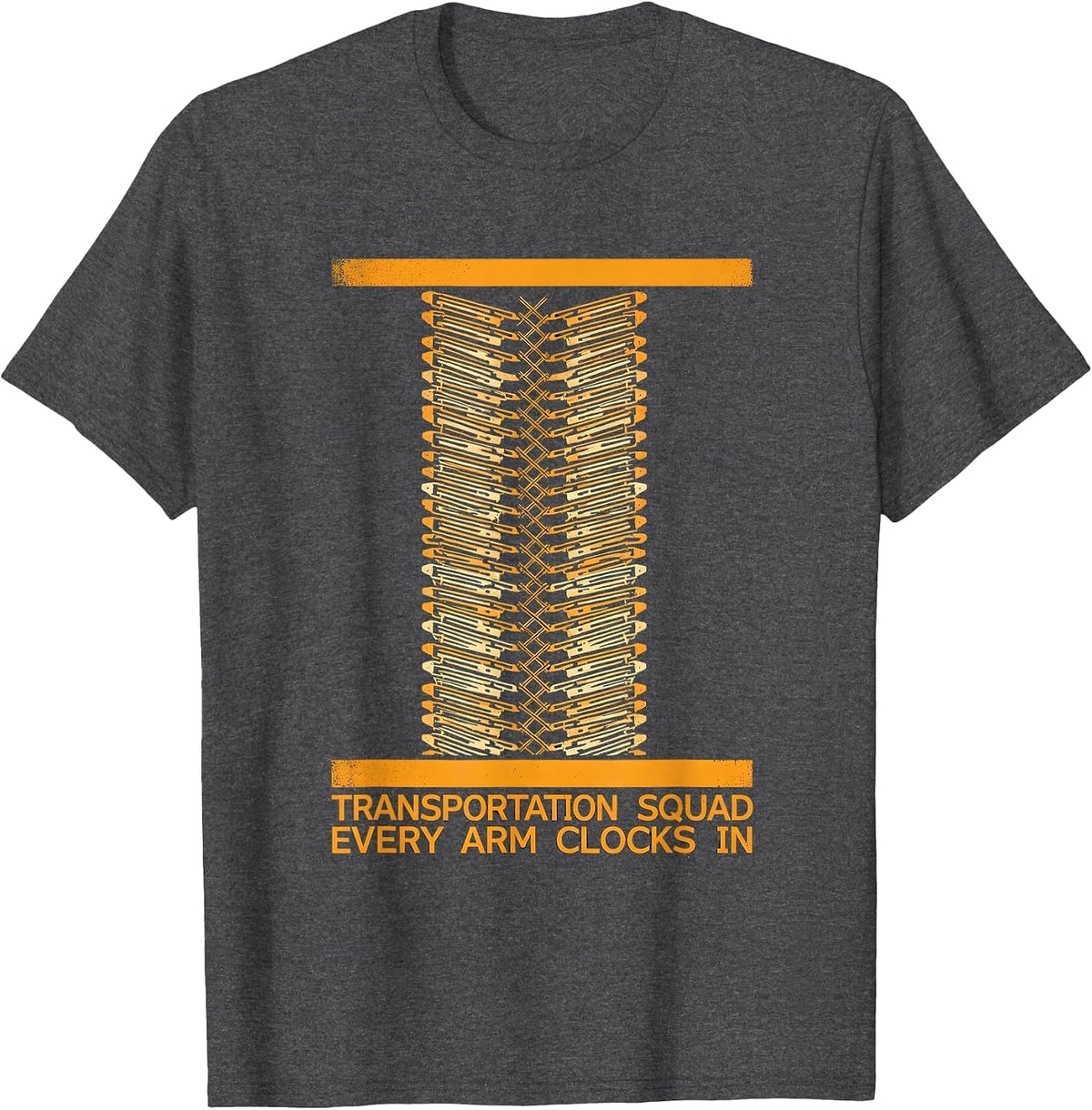 Men's Transportation Squad Every Arm Clocks In School Bus Driver T-Shirt - Dark Heather Grey
