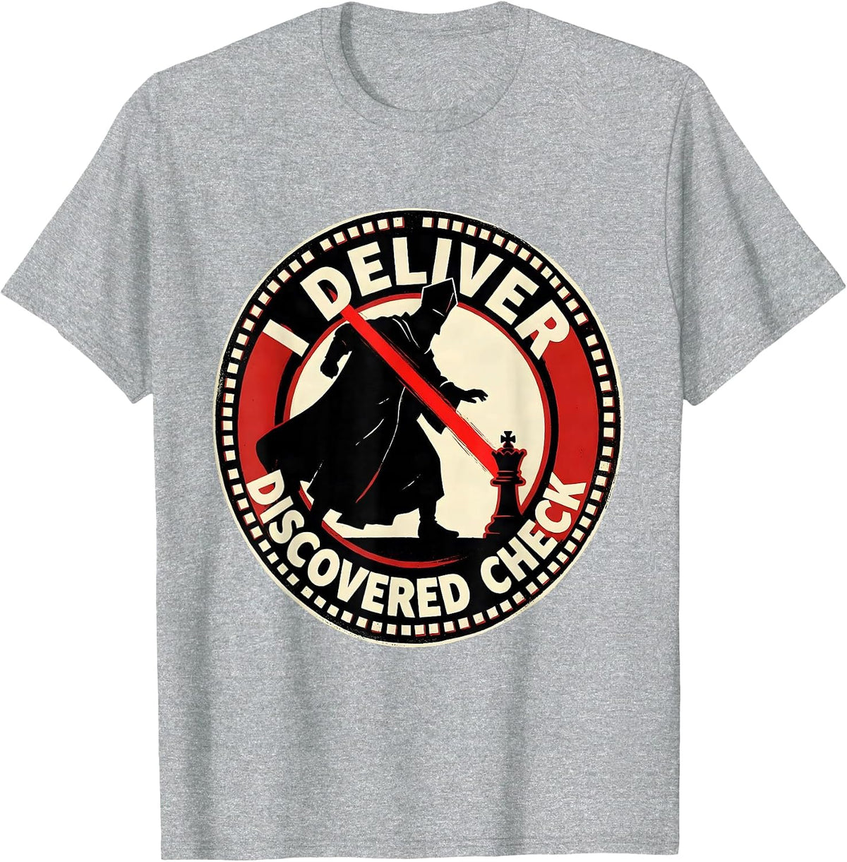 Men's I Deliver Discovered Check Funny Chess Player Gift Chess T-Shirt - Heather Grey