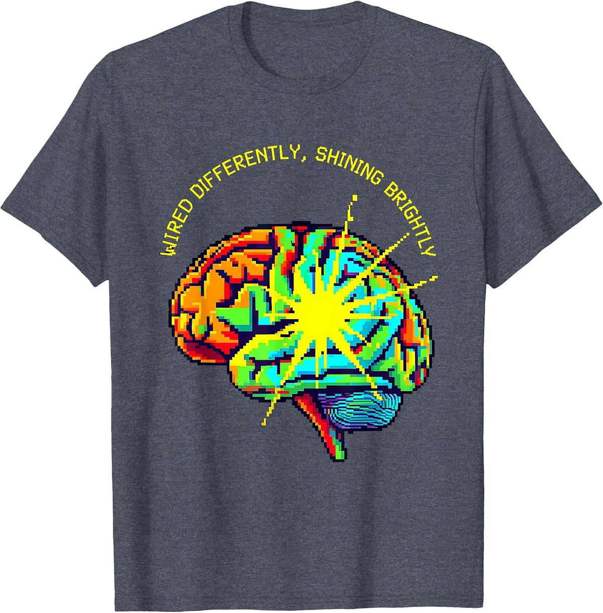Wired Differently Shining Brightly Neurodiversity T-Shirt - Heather Blue
