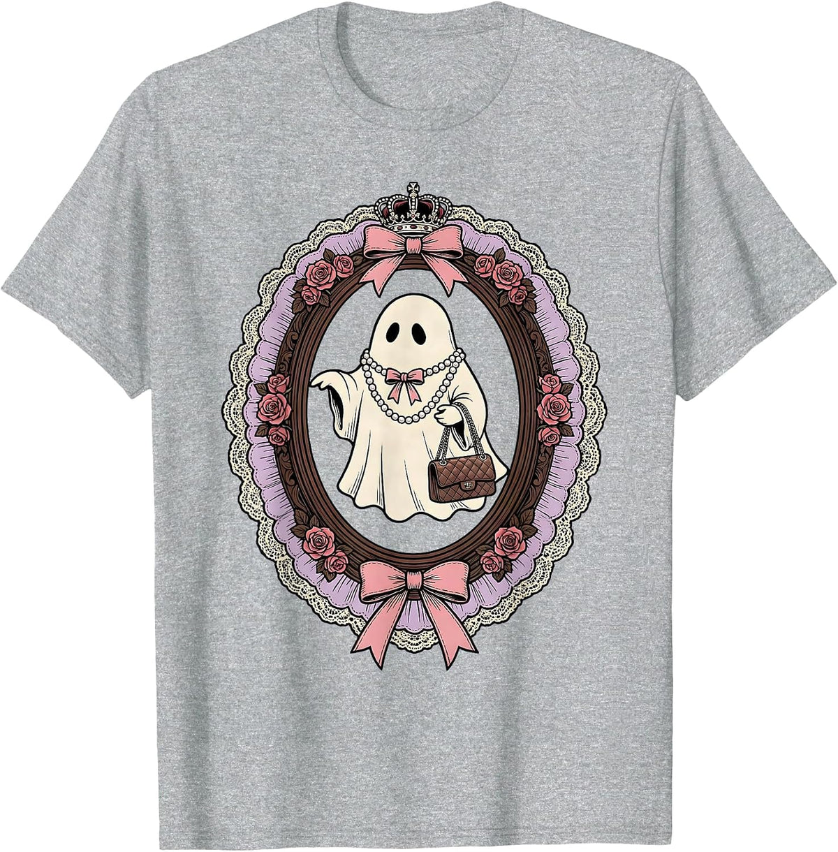 Men's Boo-Jee Ghost Pearls and Designer Handbag T-Shirt - Heather Grey