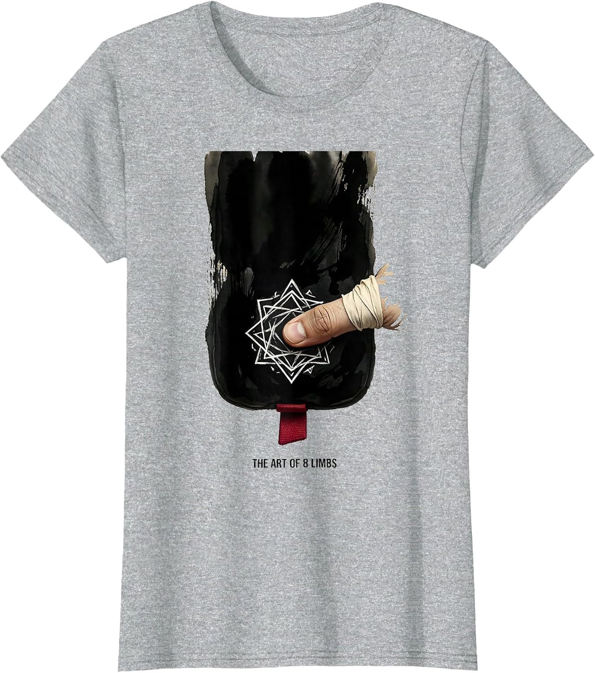 Women's The Art Of 8 Limbs Ink Brush Muay Thai Kickboxing Gym T-Shirt - Heather Grey