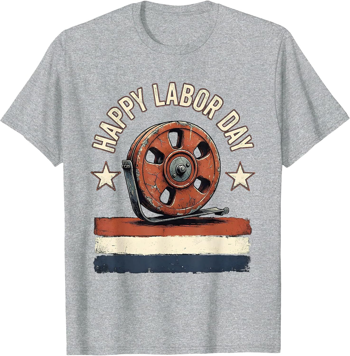 Men's Happy Labor Day Distressed Patriotic Union Worker Pride T-Shirt - Heather Grey