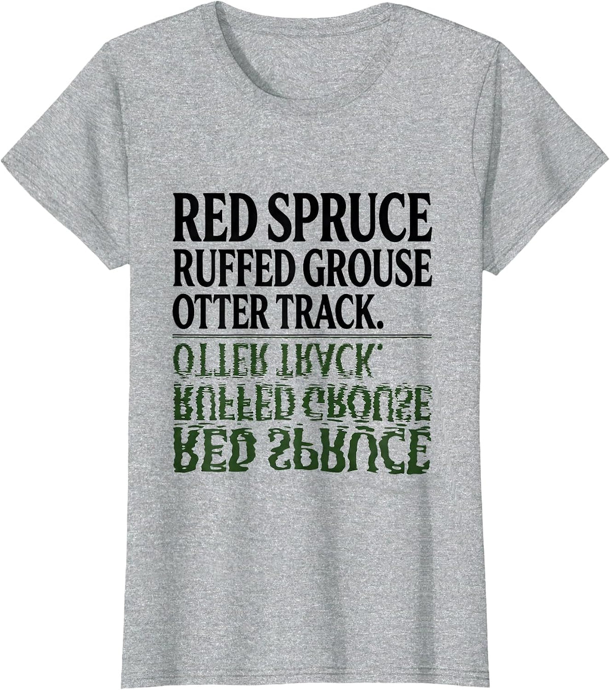 Red Spruce Ruffed Grouse Otter Track Vintage Forest Wildlife T-Shirt - Heather Grey