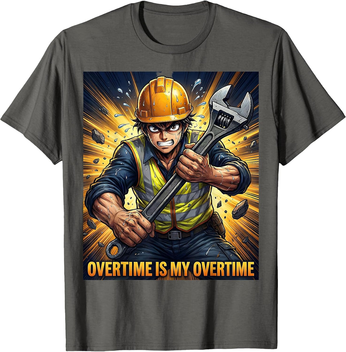 Overtime Is My Overtime Hustle Grind Design T-Shirt - Asphalt Grey