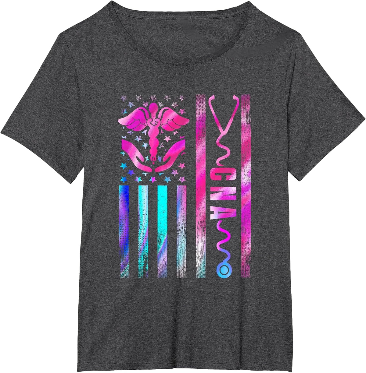CNA Job Certified Nursing Assistant USA Flag T-Shirt - Dark Heather Grey