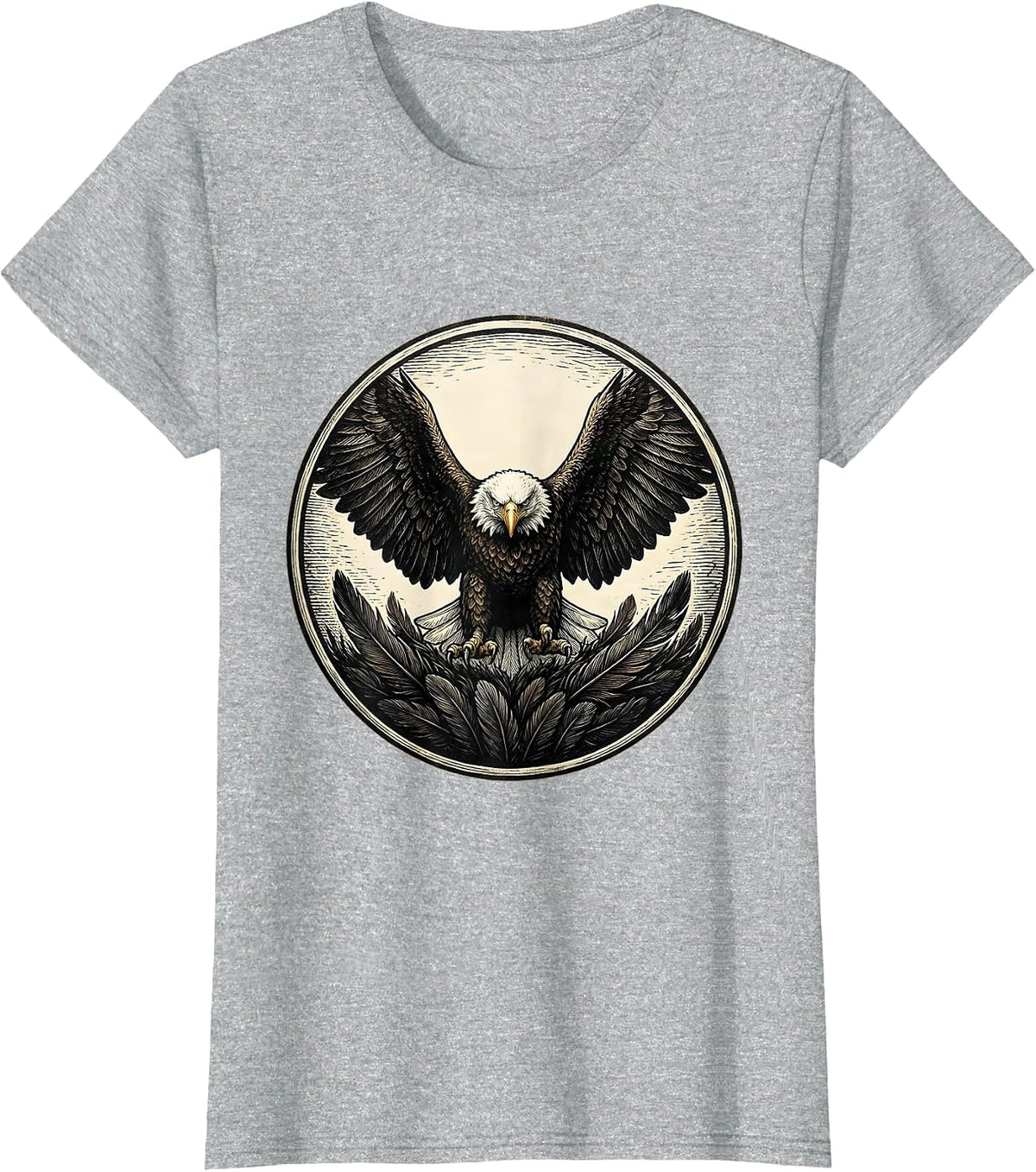 Women's Bald Eagle Sealed Badge Vintage Mascot Pride T-Shirt - Heather Grey
