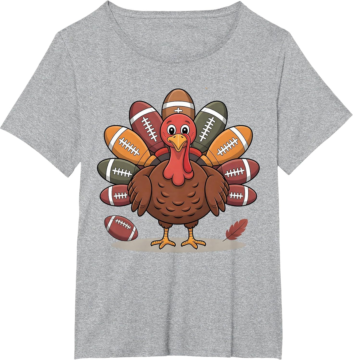 Thankful Football Turkey Thanksgiving Fall Boys Men Women T-Shirt - Heather Grey