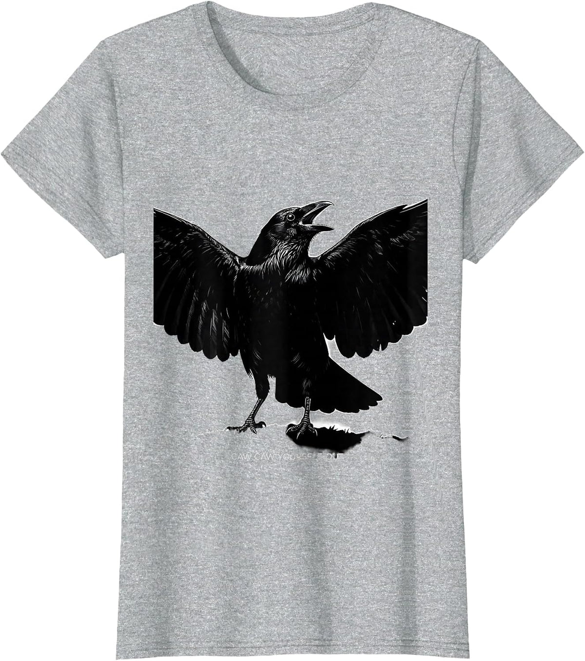 Women's Caw Caw Yourself Out Funny Crow Design T-Shirt - Heather Grey