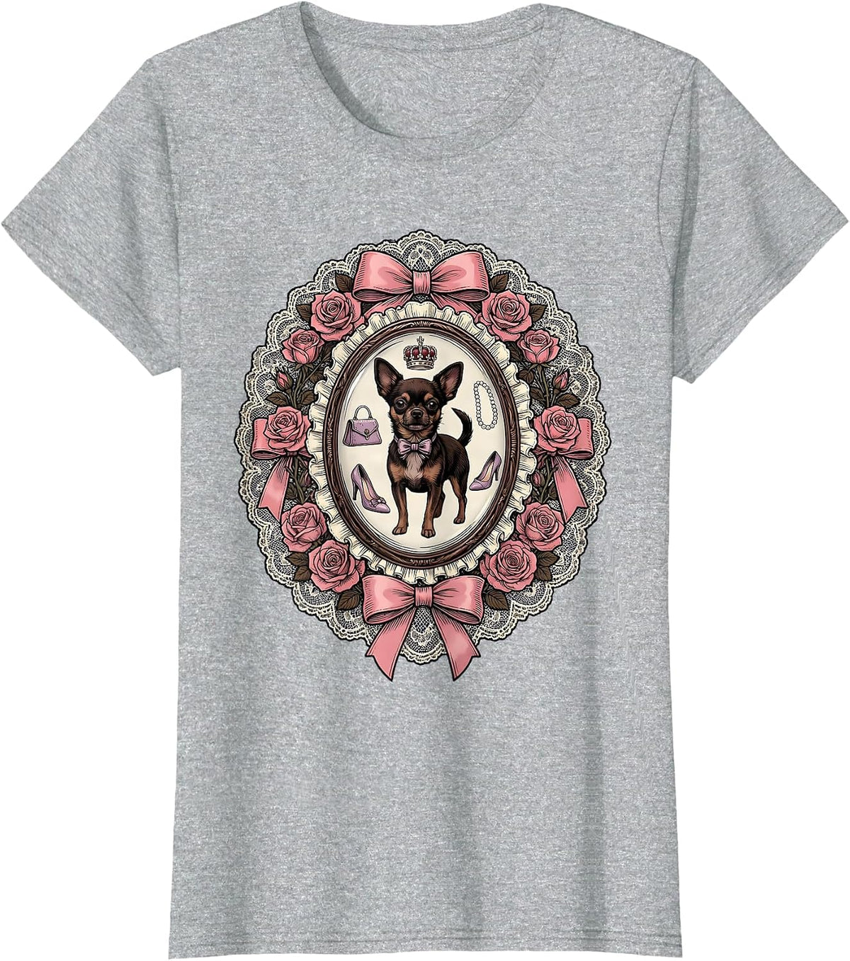 Gigi Chic Dog Walker Graphic Tee T-Shirt - Heather Grey