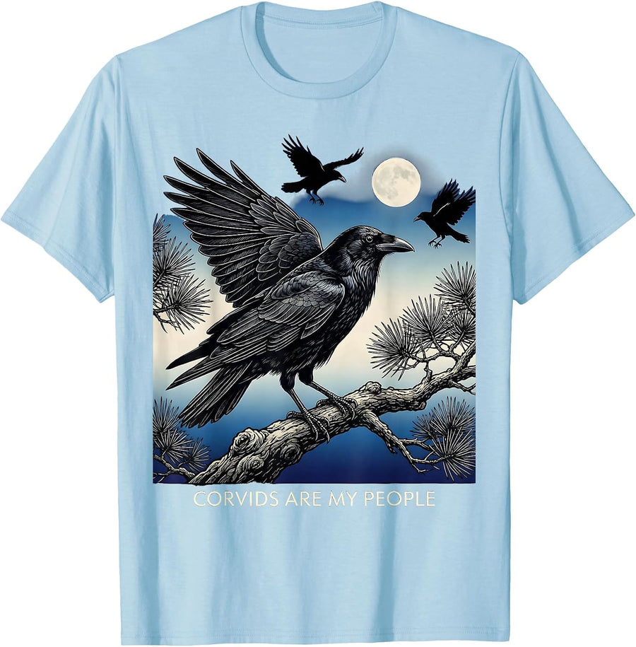 Men's Corvids Are My People Crow Lover Design T-Shirt - Baby Blue