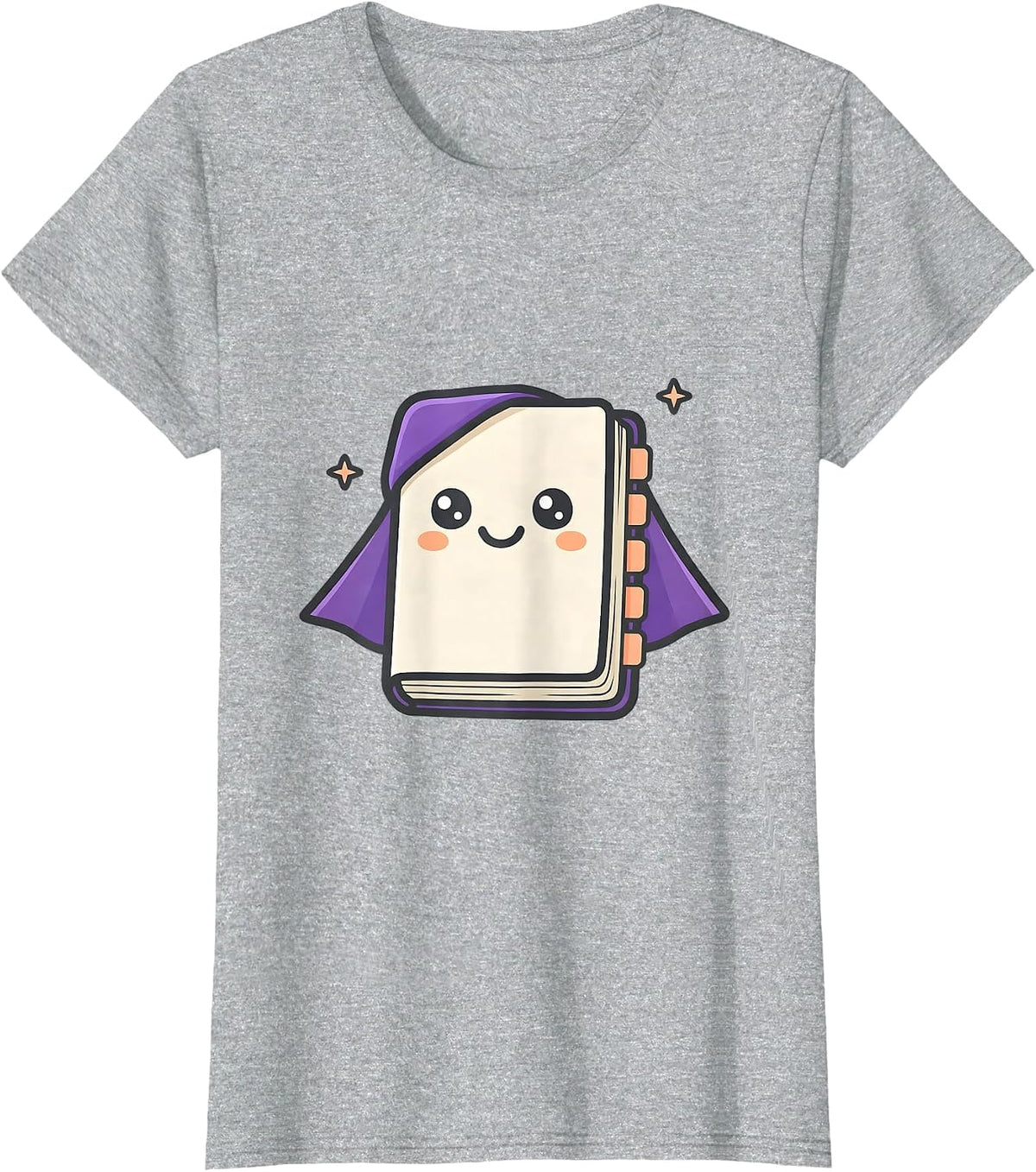 Open Notebook Halloween Teacher Cute Kawaii Witch T-Shirt - Heather Grey