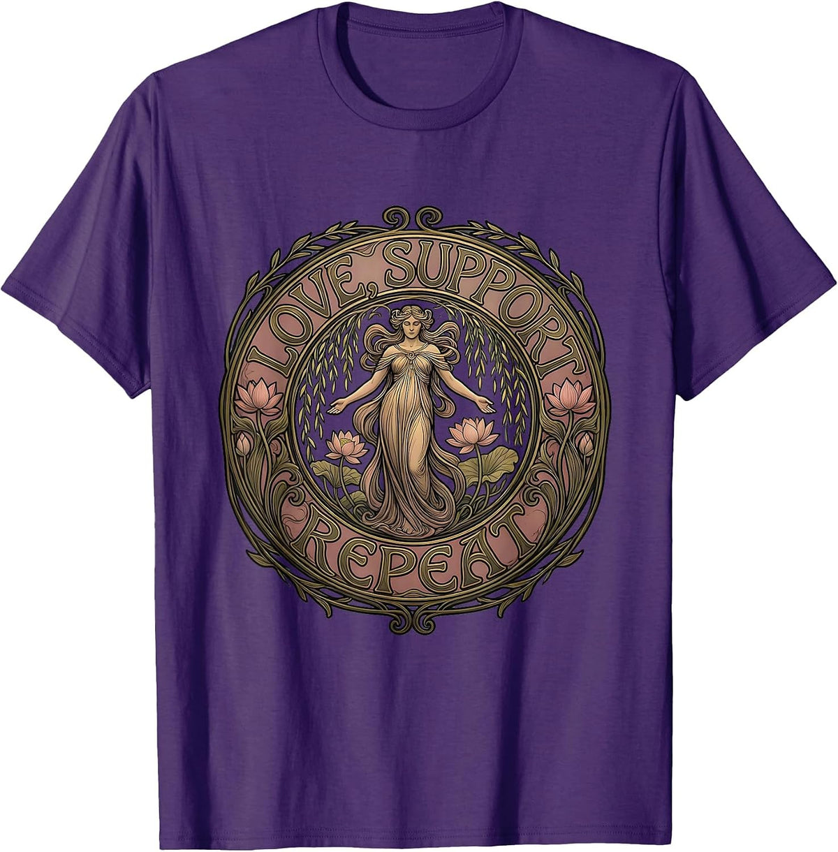 Love Support Repeat Paraprofessional Design T-Shirt - Purple