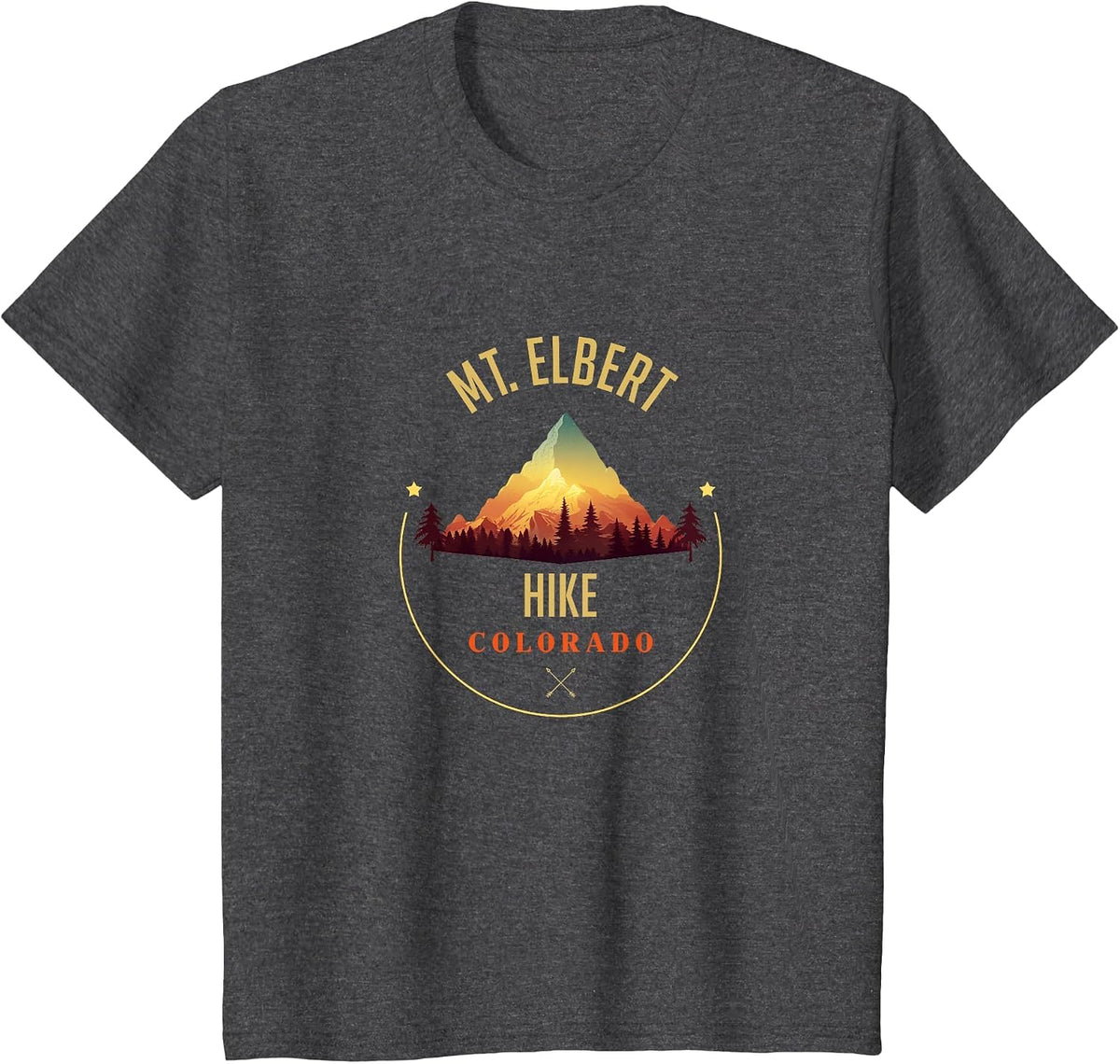 Mt. Elbert Souvenir Apparel - Mt. Elbert Hiking T-Shirt - Dark Heather Grey