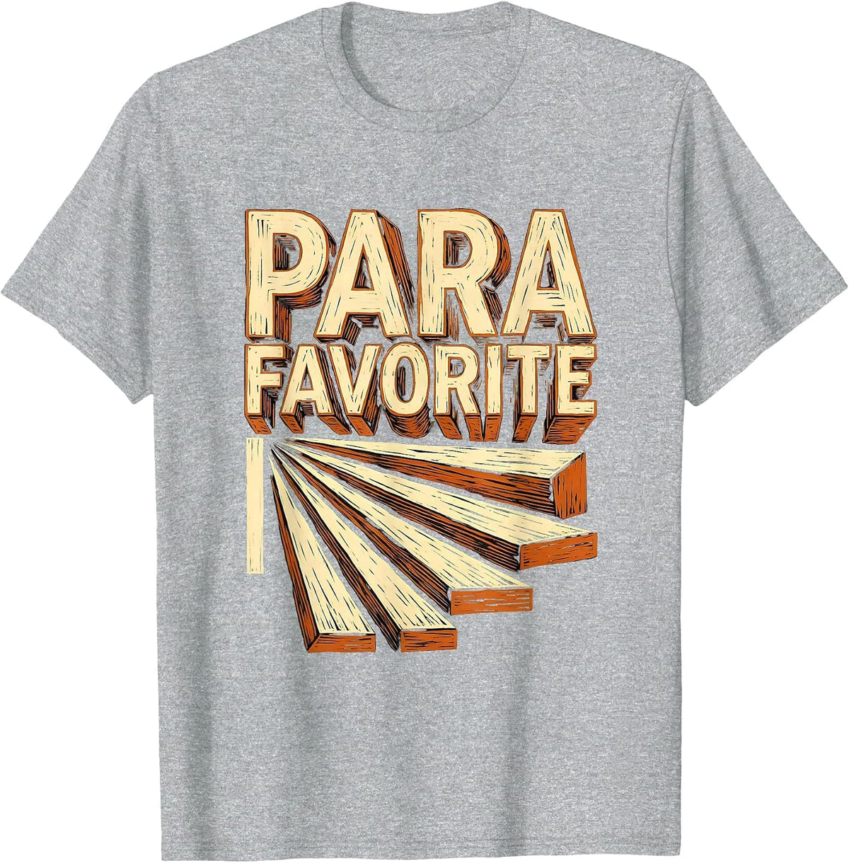 Men's Para Favorite Linocut Paraprofessional Appreciation Back T-Shirt - Heather Grey