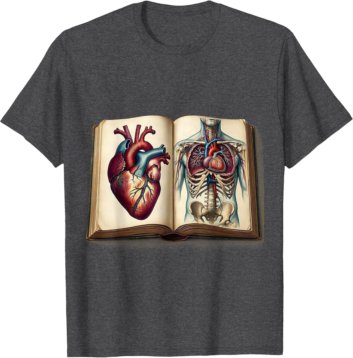 Men's Medical Assistant Anatomy Textbook Graphic T-Shirt - Dark Heather Grey