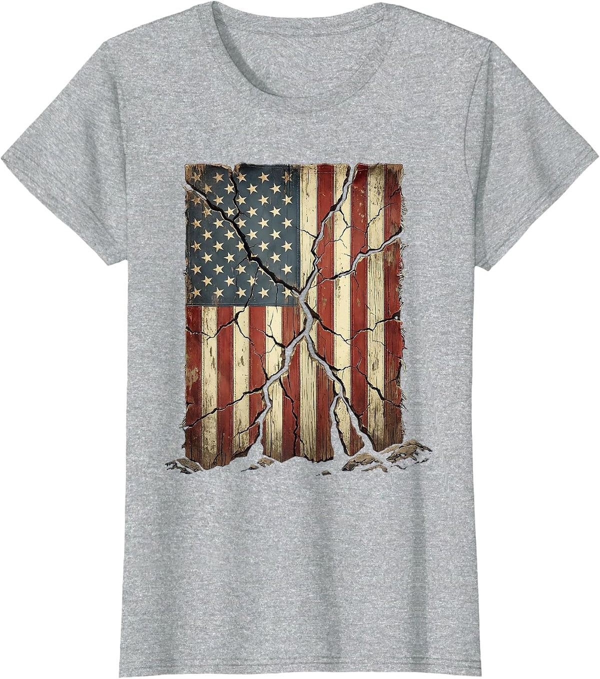 Labor Day Pickaxe Cracked Earth Graphic Tee T-Shirt - Heather Grey