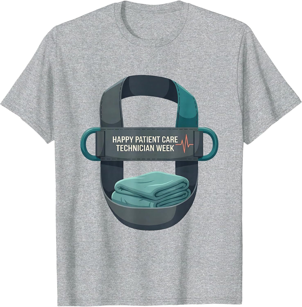 Men's Happy Patient Care Technician Week Flat Vector Appreciation T-Shirt - Heather Grey