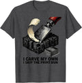 Men's I Carve My Own I Skip The Print Run Funny AI Programmer Tech T-Shirt - Dark Heather Grey