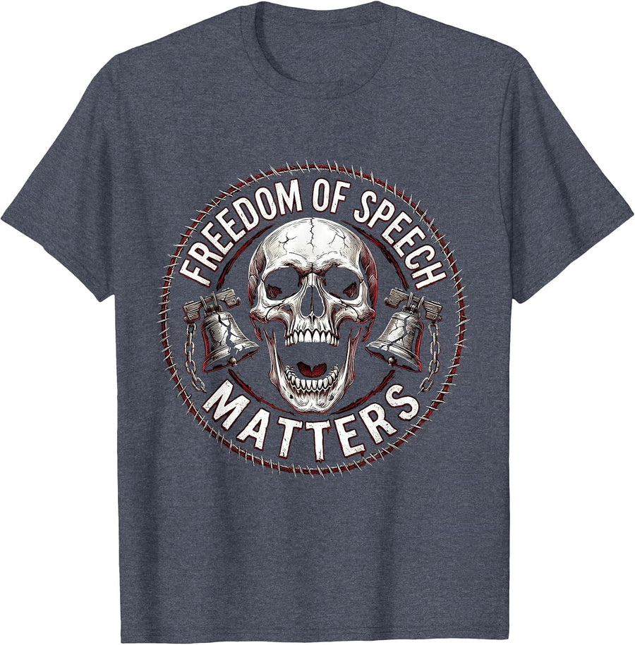 Freedom of Speech Matters 1st Amendment Design T-Shirt - Heather Blue