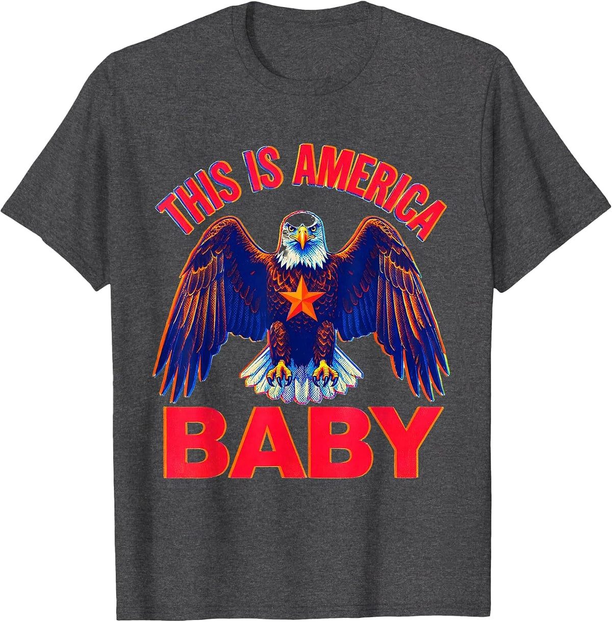 This Is America Baby Patriotic Graphic Design T-Shirt, Men, Dark Heather Grey, Large - As Pictured