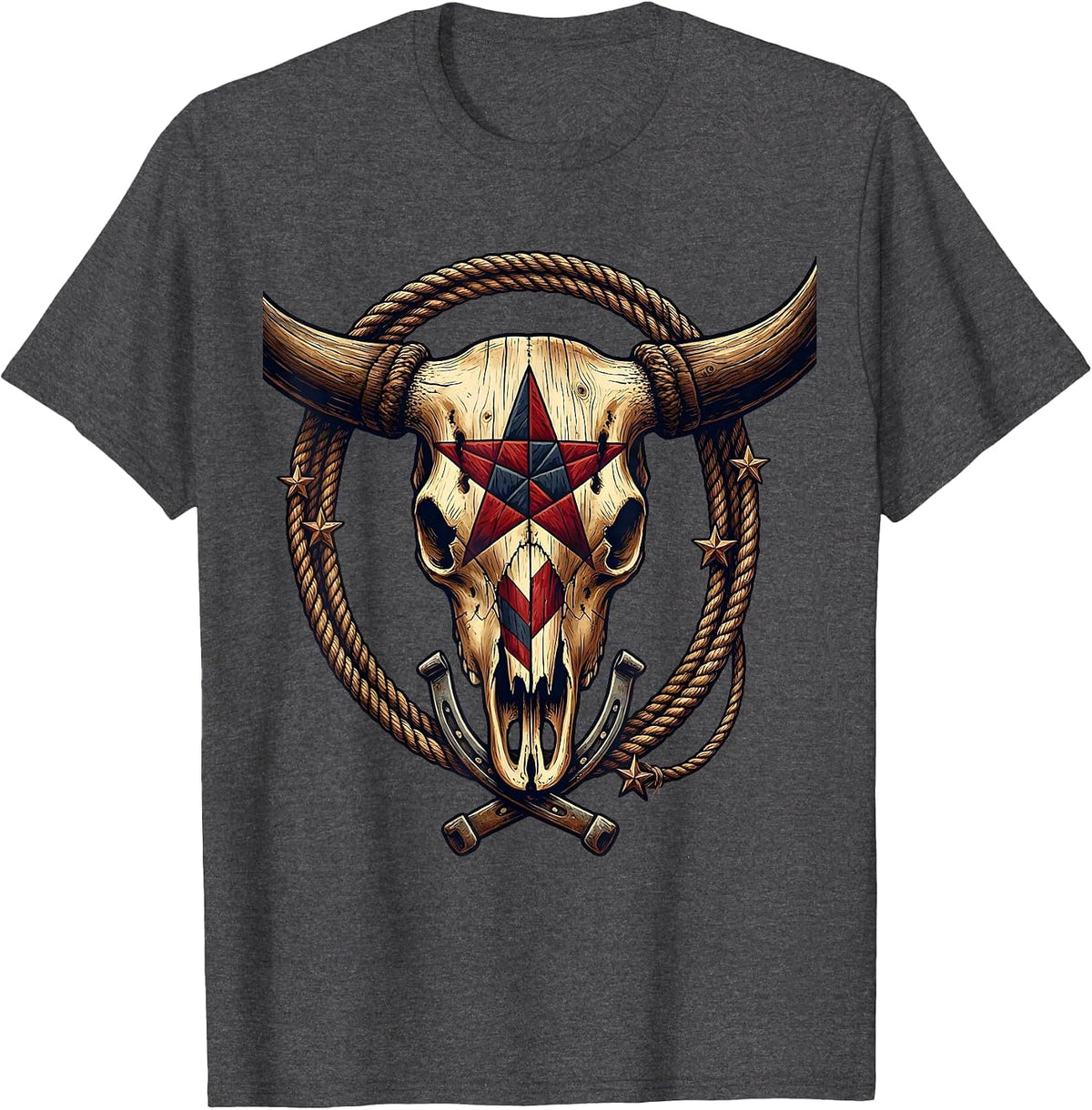 Men's God Bless America Barn Quilt Rustic Farmhouse Design T-Shirt - Dark Heather Grey