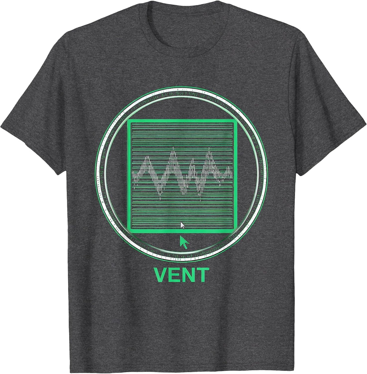 Men's VENT Funny Respiratory Therapist RT Medical Humor T-Shirt - Dark Heather Grey