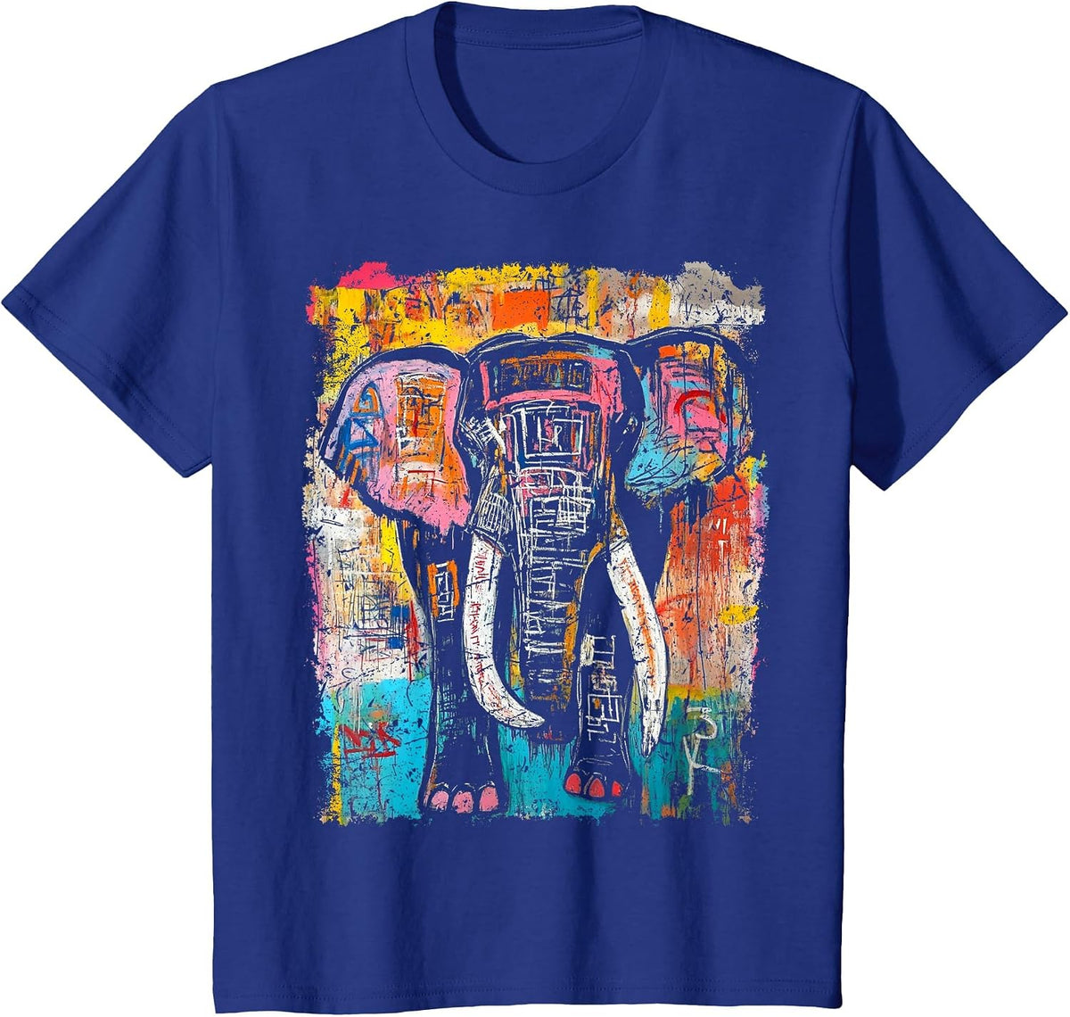 Pop Art Style Elephant 90s Graffiti T-Shirt - Royal Blue