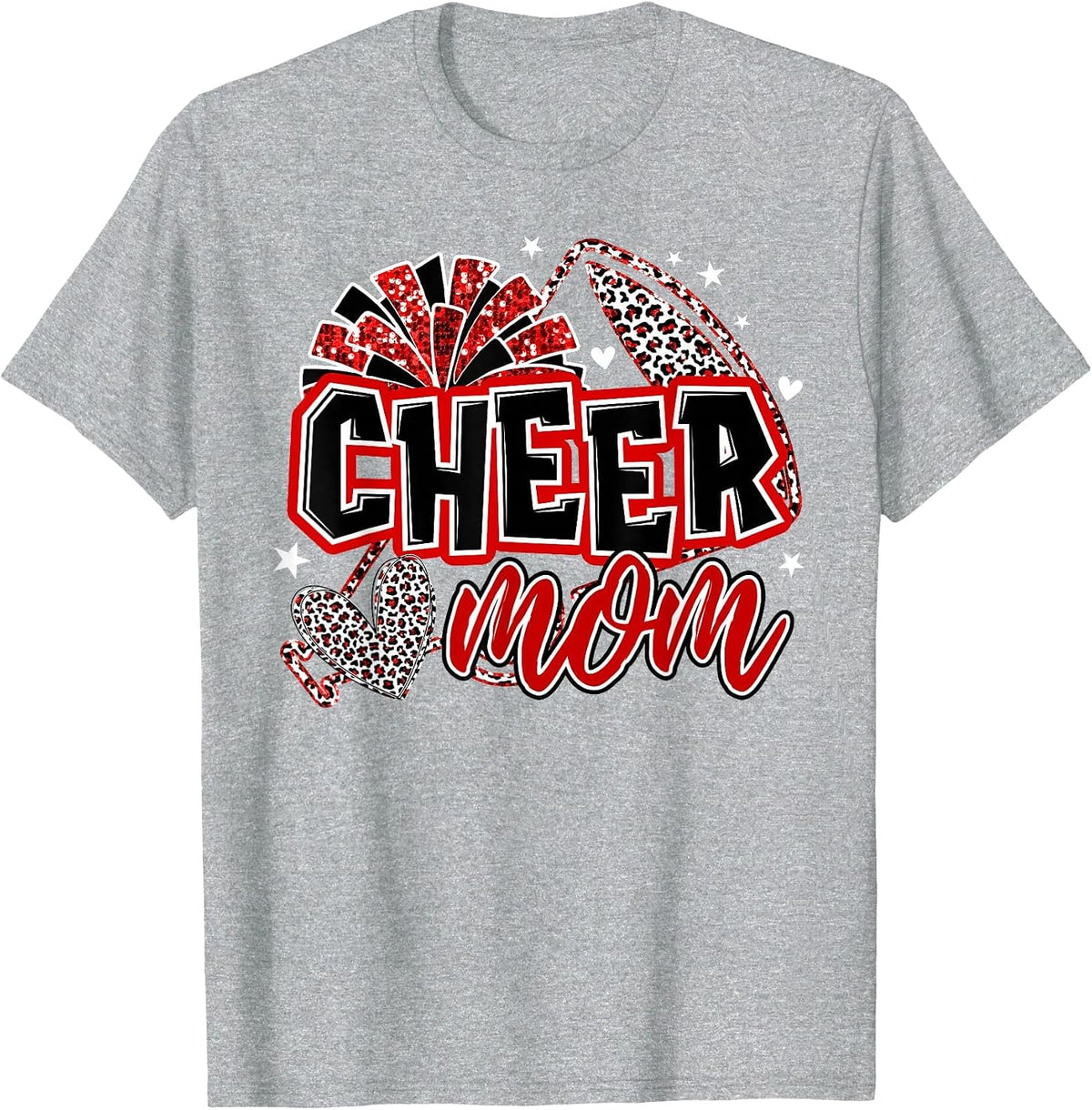 Cheer Mom Red Cheerleader Game Day Cheer Mama Football T-Shirt - Heather Grey