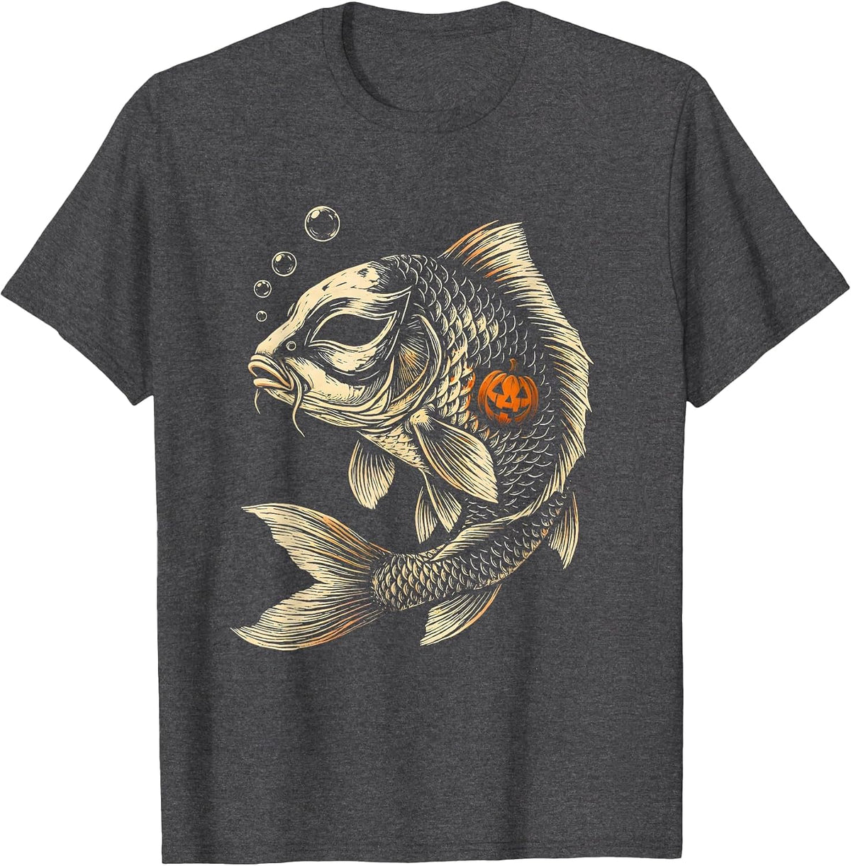 Koi Masquerade Mask Halloween Fish Costume Humor T-Shirt - Dark Heather Grey
