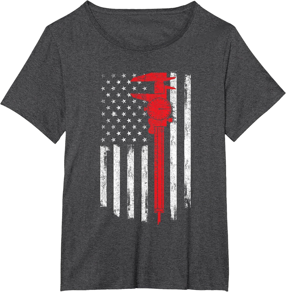 Mechanic Tools - American Flag Machinist Machine Operator T-Shirt - Dark Heather Grey