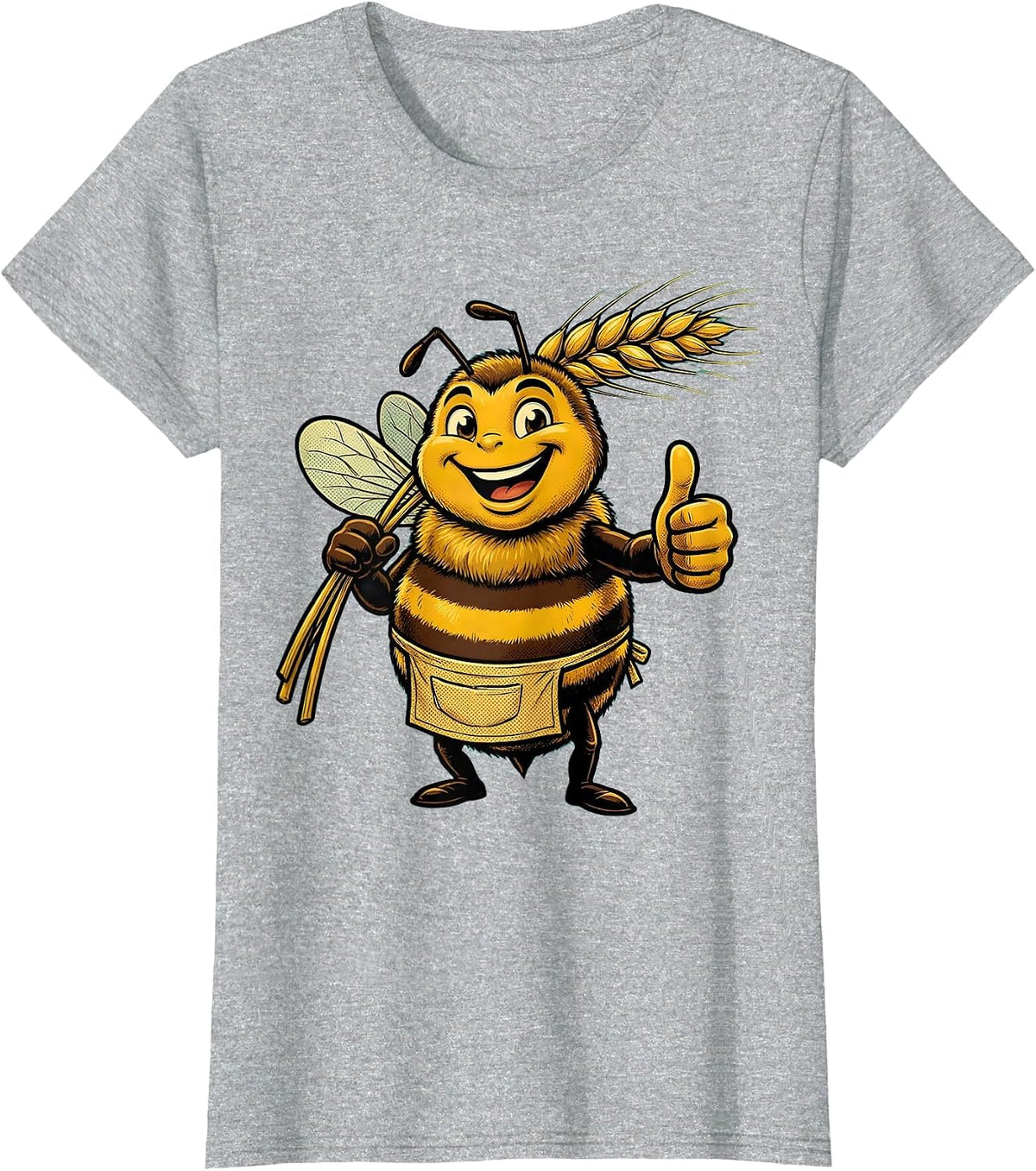 Honeybee Barley Carrier Beer Lover Graphic T-Shirt - Heather Grey