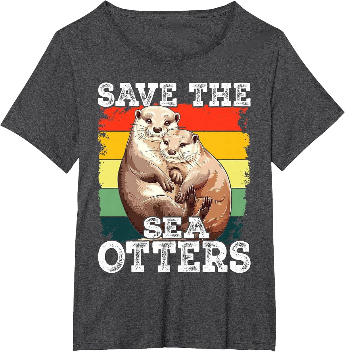 Save The Sea Otters T-Shirt - Dark Heather Grey