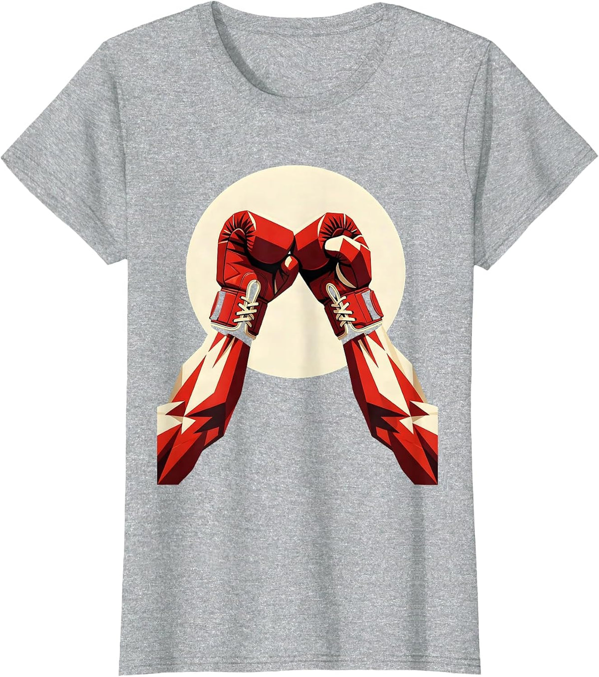 Boxing Gloves Muscular Arms Graphic Design T-Shirt - Heather Grey