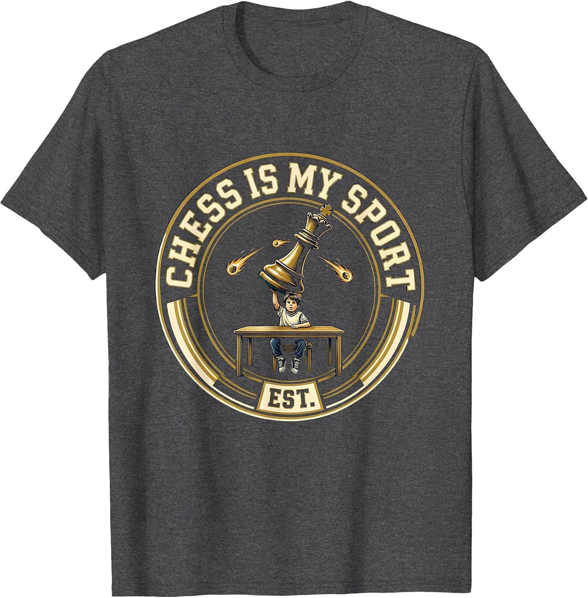Chess Is My Sport Funny Chess Player Lover Kids Humor T-Shirt - Dark Heather Grey