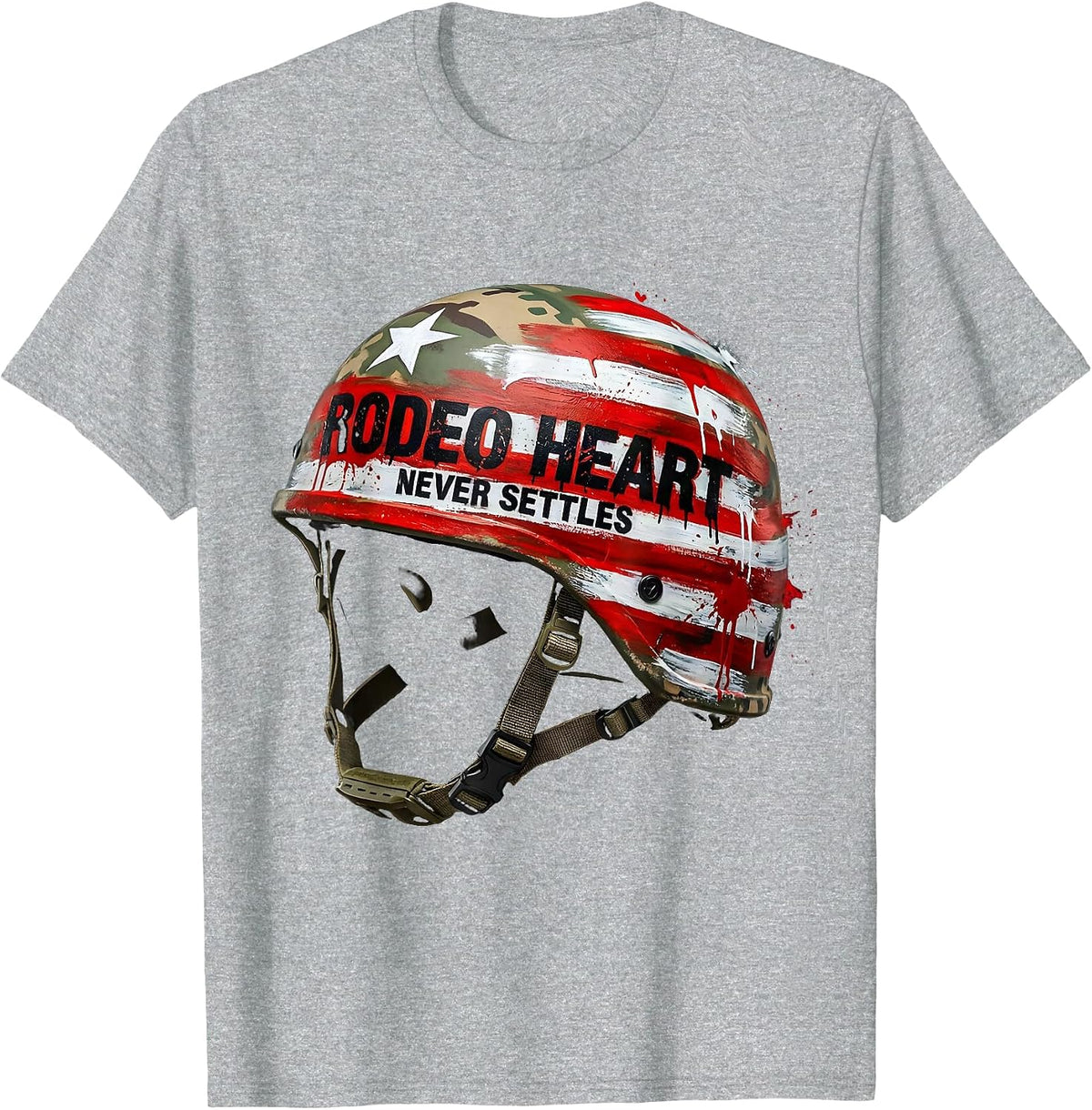 Men's Rodeo Heart Never Settles Western Cowboy Design T-Shirt - Heather Grey