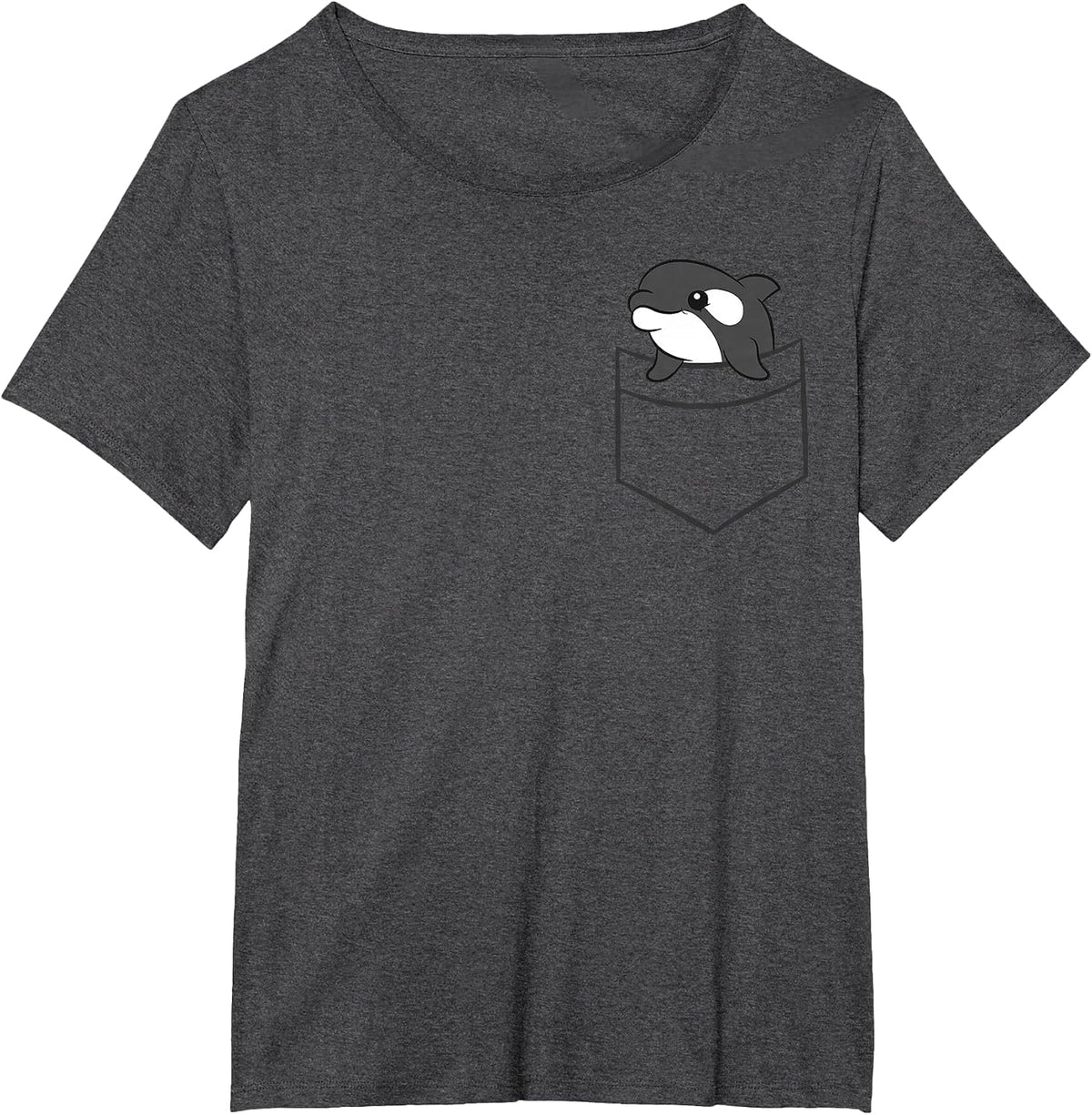 Killer Whale in The Pocket Ocean Sea Love Orcas T-Shirt - Dark Heather Grey