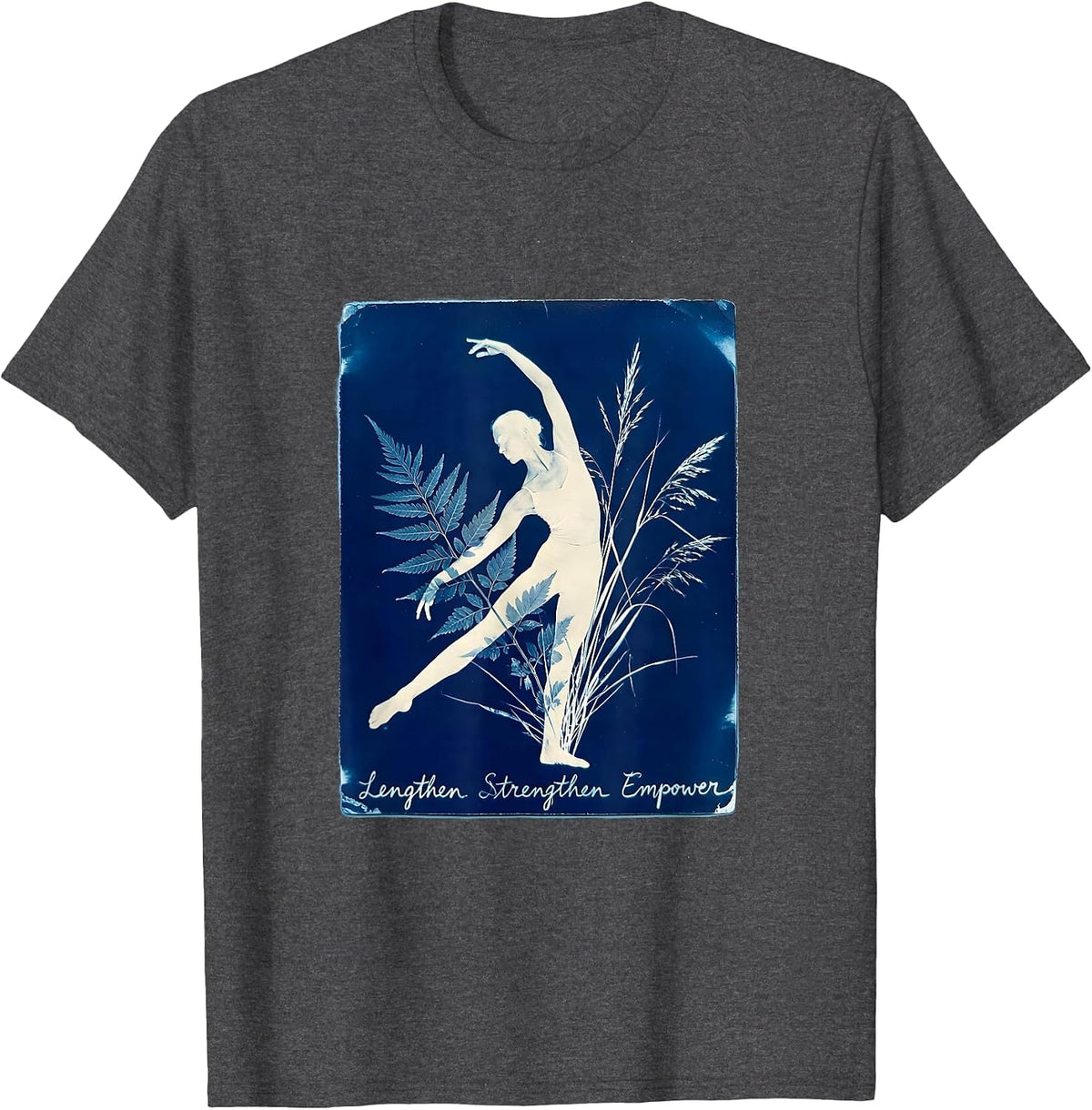 Lengthen Strengthen Empower Pilates Design T-Shirt - Dark Heather Grey