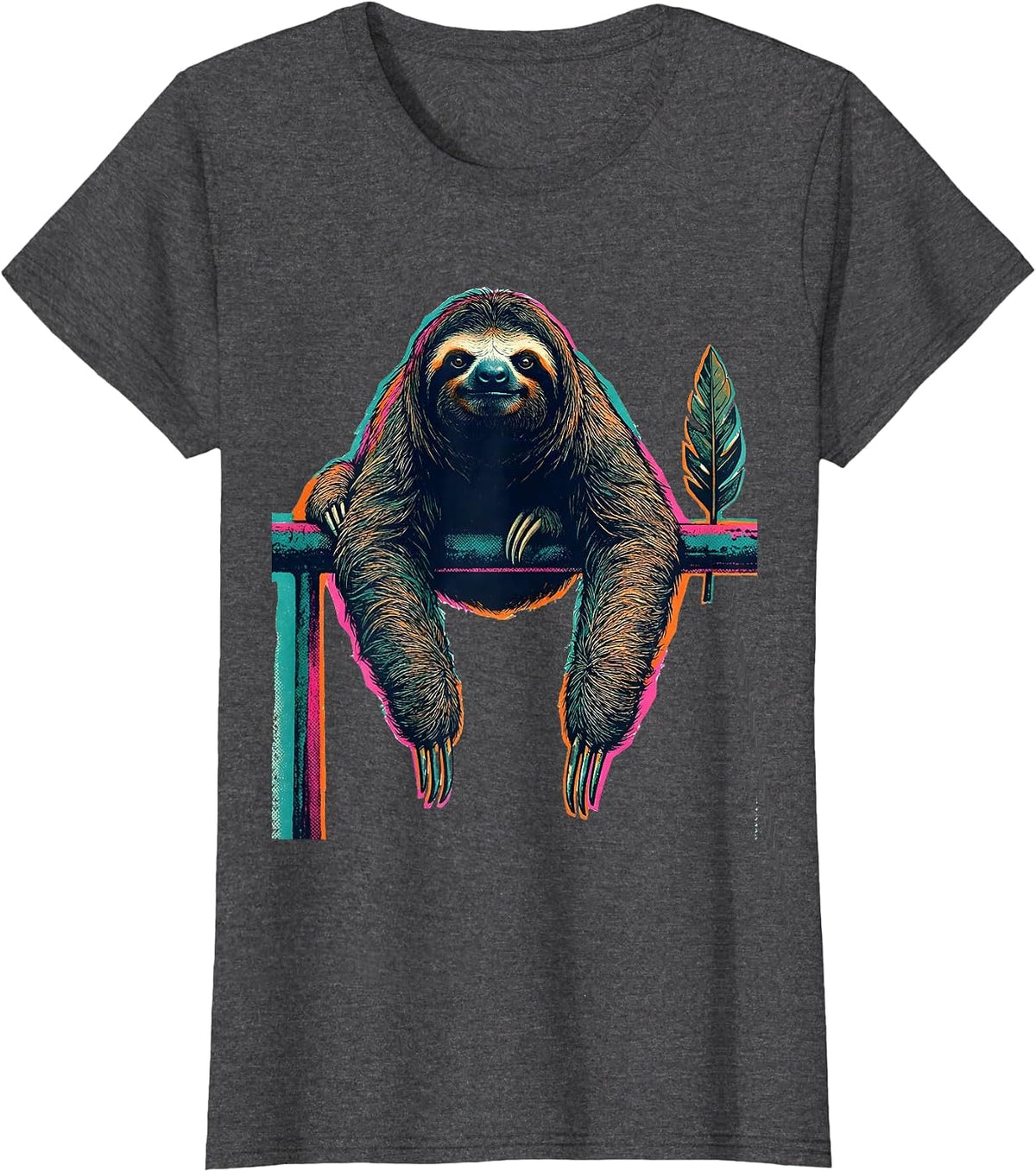 Women's Masked Sloth Chill Humor Novelty Gift T-Shirt - Dark Heather Grey