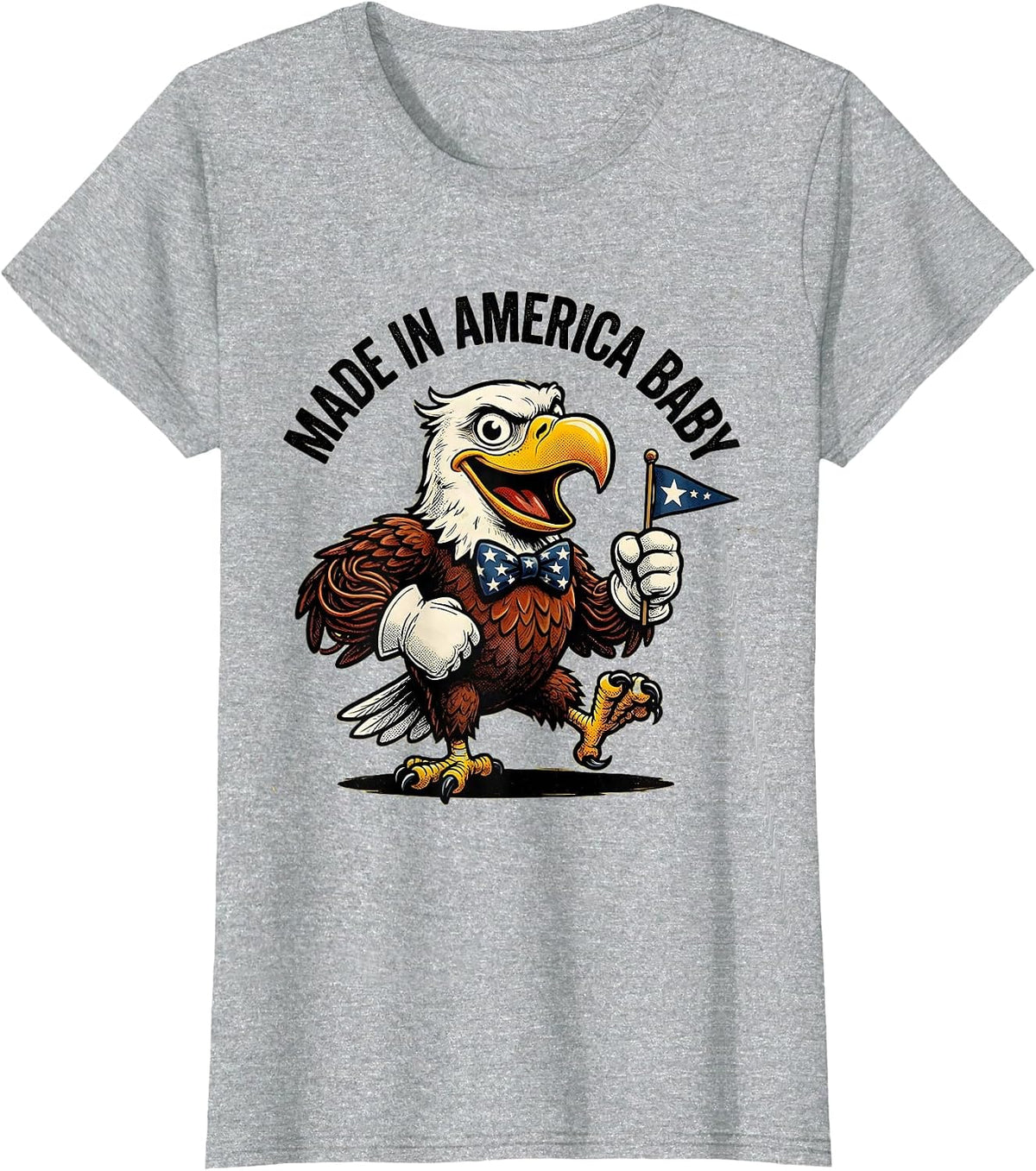 Made in America Baby Patriotic USA Design T-Shirt - Heather Grey