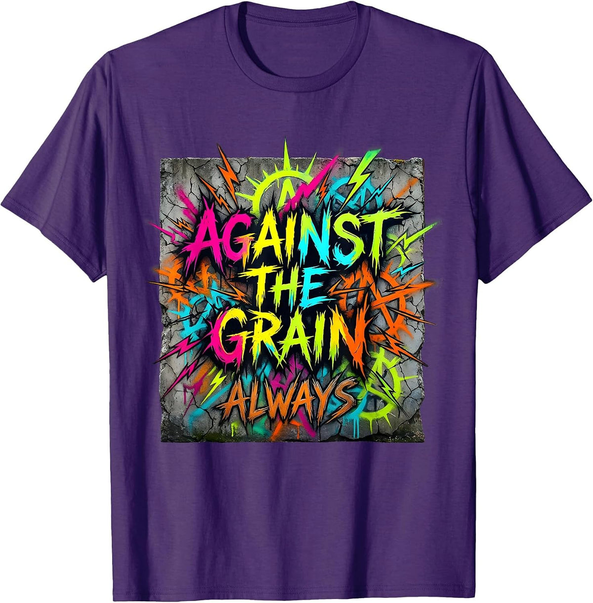 Against the Grain Always Punk Band Design T-Shirt - Purple