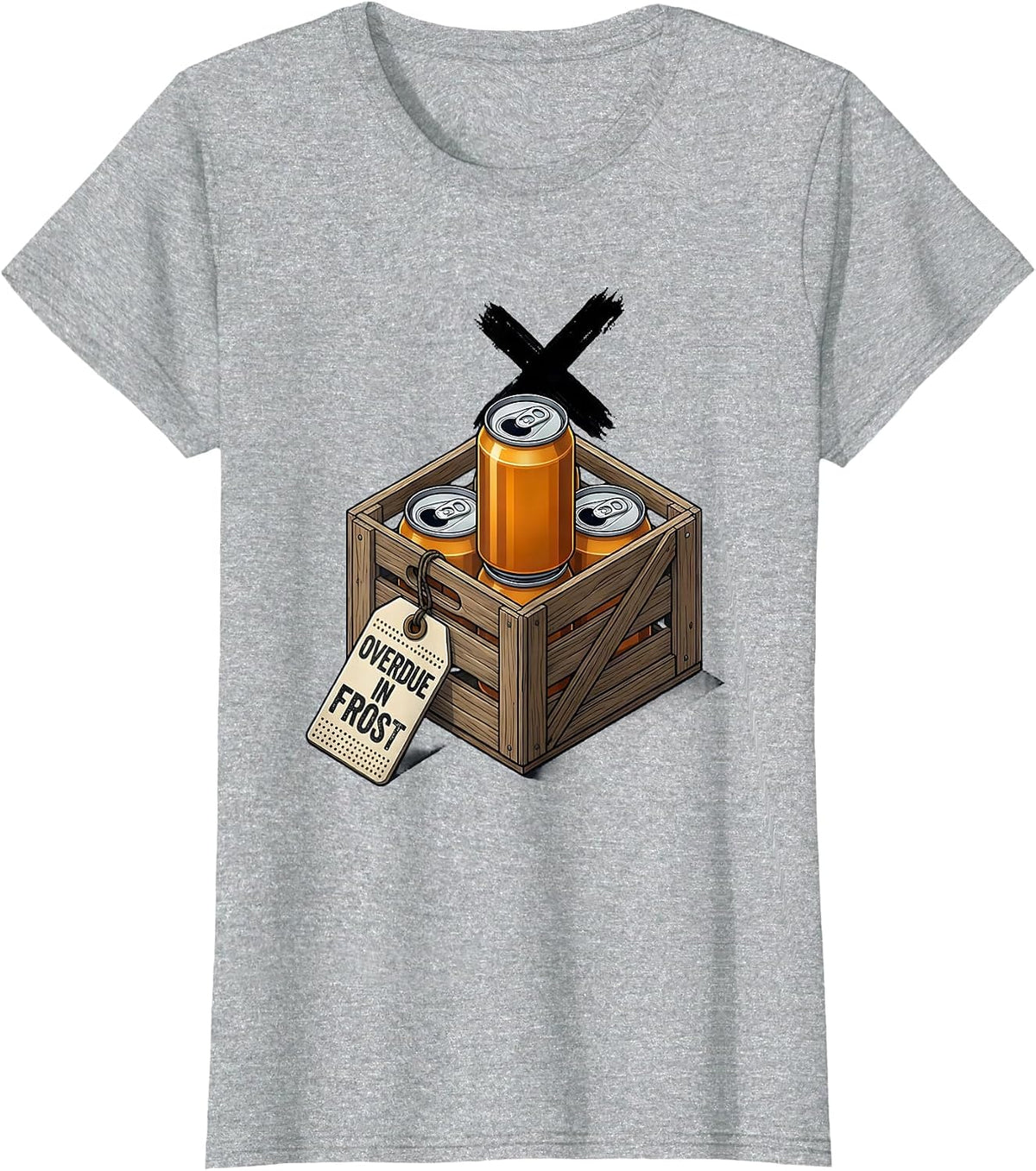 Women's Overdue In Frost Funny Beer Lover Labor Day Cookout Humor T-Shirt - Heather Grey