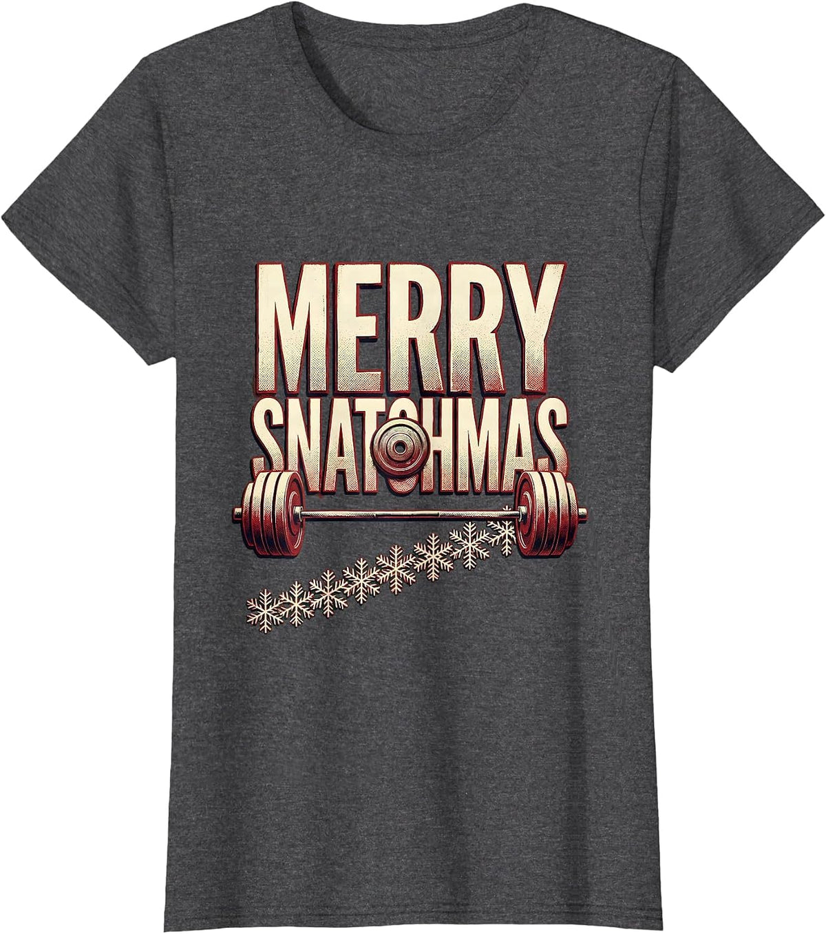 Women's Merry Snatchmas Funny Christmas Gym Workout Weightlifting T-Shirt - Dark Heather Grey